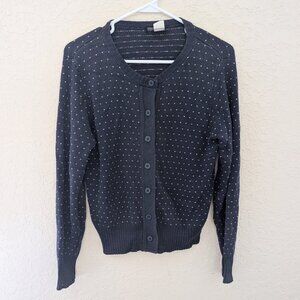 Vintage Lands End Heart Embroidered Long Sleeved Cardigan Size M Paper Tag